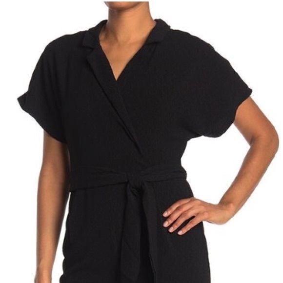 Black Collared T-Shirt Jumpsuit - Picture 2 of 5